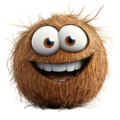 Fototapete - Digital rendering of a stylized coconut head, designed with a cheerful expression and playful details.