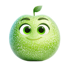 Fototapete - Stylized digital rendering of a green , given a cartoonish face and large, expressive eyes.