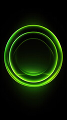 Poster - A green circle with a black background. The circle is illuminated and he is glowing. The image has a futuristic and otherworldly feel to it