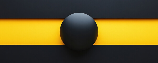 Poster - A black and yellow circle with a black dot in the middle. The circle is surrounded by a yellow line