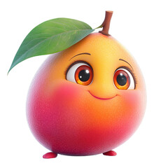 Fototapete - Digital illustration of a friendly, cartoon fruit character, depicted with expressive eyes and a happy smile.  It showcases vibrant colors and a cute design.