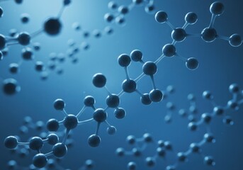 Molecular structure on blue background