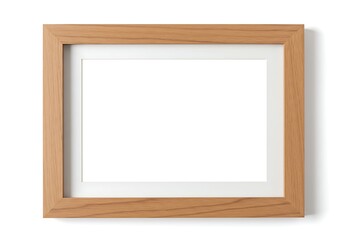 A simple wooden frame with a white matte board and blank space for artwork or a photograph display use
