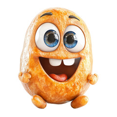 Fototapete - Cartoon potato with expressive eyes and a wide smile, a fun and cheerful digital image.