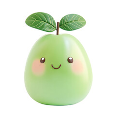 Fototapete - Digitally rendered, cartoonish guava with large, expressive eyes and a sweet smile.  The soft pastel colors and whimsical design make it appealing.