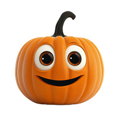 Fototapete - Vibrant cartoon rendering of a pumpkin with a cheerful expression, large eyes and a friendly smile.  A digital illustration.