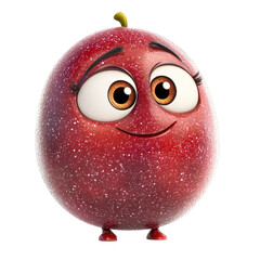 Fototapete - Vibrant, animated passion fruit character, with large eyes, a friendly smile, and an inviting pose.  The fruit is depicted in a digitally rendered style.