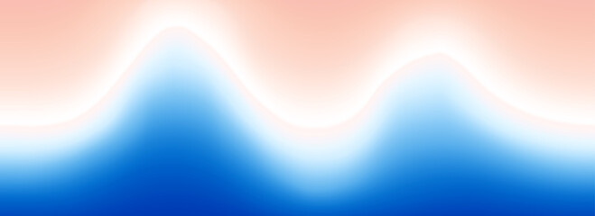 Poster - Calm beach gradient background. Abstract ocean coast concept. Smooth wavy pink sand seaside backdrop. Blur pastel light blue waves wallpaper. Soft summer sea shore gradient banner. Vector