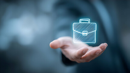 Poster - Business portfolio icon held in an open hand.