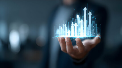 Poster - Projected growth trends held in a person's hand.