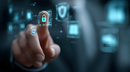 Poster - Digital security interface with fingertip touch.
