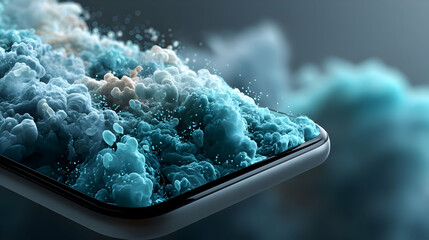 Poster - Abstract digital art piece featuring a phone screen.