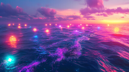 Wall Mural - futuristic ocean shoreline