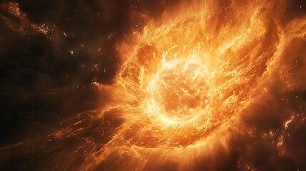 fiery cosmic explosion nebula bright orange starburst space background art fire heat glow light powe