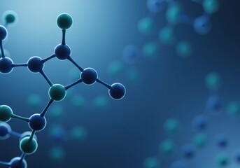 Molecule structure on a blue background