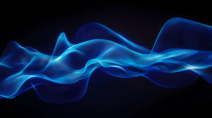 Wall Mural - Abstract blue glowing lines and particles swirl against a dark background, resembling a glowing vortex of light. [Surreal Oceans] | Shimmering Abyss | glowing deeps. Illustration