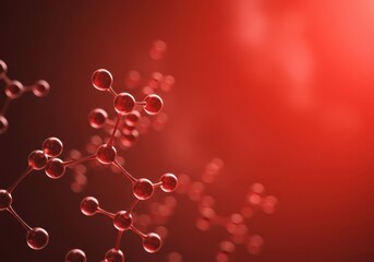 Red molecule structure on a blurred background