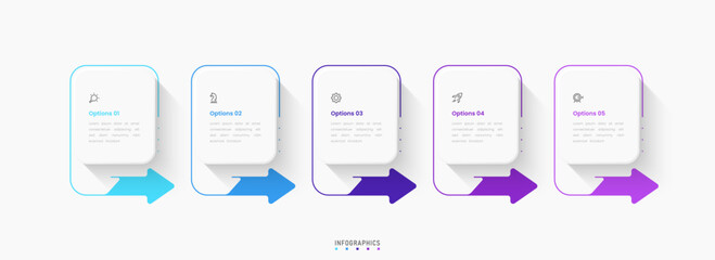 Wall Mural - Vector Infographic label design template with icons and 5 options or steps. Can be used for process diagram, presentations, workflow layout, banner, flow chart, info graph.