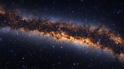 Wall Mural - stunning celestial galaxy image with golden hues and distant stars night sky cosmic background dark