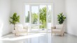 © Kaminashi Nozomi - Bright, modern living room with large windows and plants