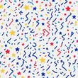 © Teeraphon - bstract white background with colorful Memphis style seamless pattern. Creative minimalist style art background for children or trendy design with basic shapes. Simple childish scribble backdrop