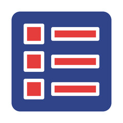 Poster - Stylized list interface graphic with bold red accents and blue background