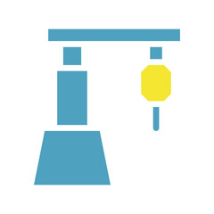 Poster - Stylized Illustration of Industrial Machinery in Blue and Yellow Design