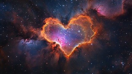 Wall Mural - stunning cosmic heart nebula space galaxy starscape image sky red dark pink blue love night light
