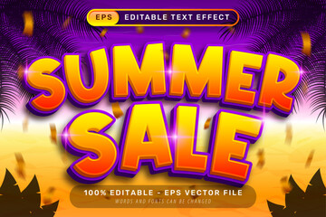 Poster - summer sale vibes retro color 3d editable text effect