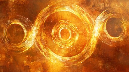 Poster - colorful abstract painting of interconnected circles creating a dynamic visual experience full of mo