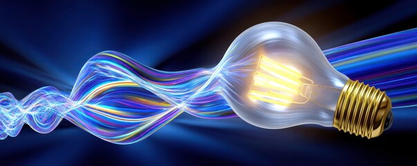 Wall Mural - light bulb idea with energy flow, innovation concept, power of imagination