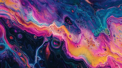 Poster - colorful abstract painting displaying vivid colors and engaging moody shadow play from a low-angle p