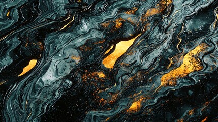 Poster - A unique black and orange marble displaying intricate patterns and colors that evoke a sense of natural beauty and artistic design