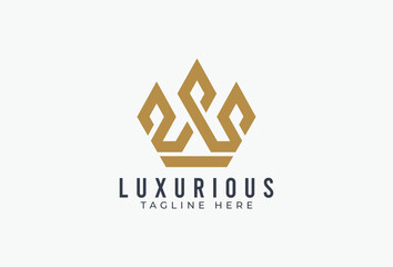 Geometric Abstract Vintage Crown abstract Logo design vector template. Vintage Crown Logo Royal King Queen concept symbol Logotype concept icon.