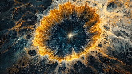 Poster - Massive explosion of fire creating cascading photons in celestial energy fields and infinite hyperspace light storms