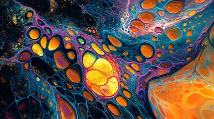 Poster - colorful abstract painting featuring vortex distortions and low-key lighting creating a hypnotic vis