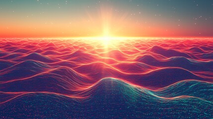 Poster - Breathtaking sunset over the ocean with vibrant colors reflecting on calm water creating a peaceful and serene atmosphere at dusk