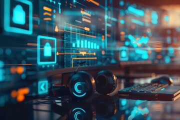 Poster -  Digital Fortress, Data Protection, Network Security, Virtual Reality, System Monitoring,  Information Technology,  Innovation