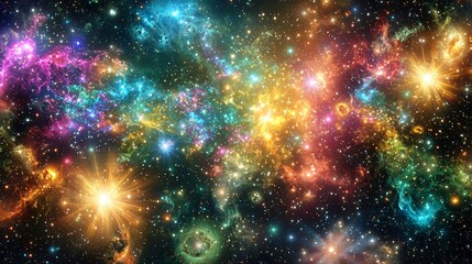 Poster - Stunning nebula illuminated by countless stars creating a breathtaking cosmic scene in the vastness of outer space captured in vibrant colors
