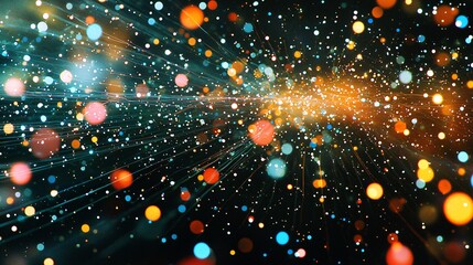 Poster - striking black background adorned with many colored lights creating a mesmerizing visual display of 
