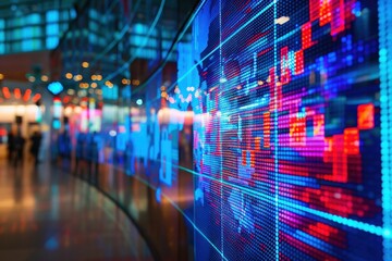 Fototapete - Global Market Data Display, Vibrant Visual of Worldwide Financial Trends