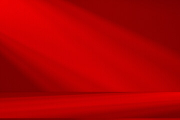 Poster - Wall interior background, studio and backdrops show products.with shadow from window color Red background for text insertion and presentation product	