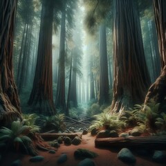 Wall Mural - ancient redwood grove a grove of towering redwood trees their ma