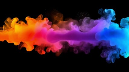 Poster - colorful and vibrant smoke swirls in shades of orange, pink, purple, and blue against black backgrou