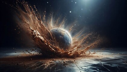 Wall Mural - earth splash a slow shutter speed captures the movement of earth