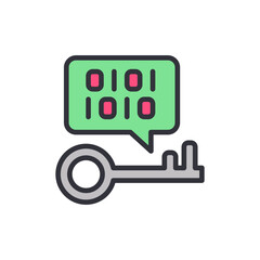 Poster - Cyber key colored icons, minimalist vector illustration ,simple transparent graphic element .Isolated on white background