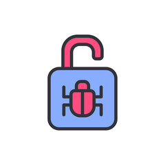 Poster - Security attack colored icons, minimalist vector illustration ,simple transparent graphic element .Isolated on white background