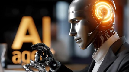 Poster - Futuristic AI Robot Engaged in Task