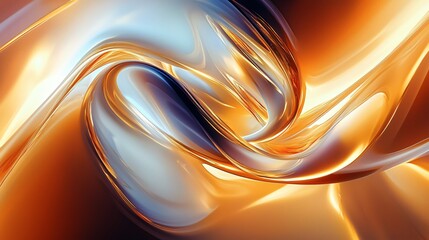 Fototapete - Dynamic swirl of orange and blue colors creating an abstract artistic design with dimension-bending forms and soft light diffusion effects