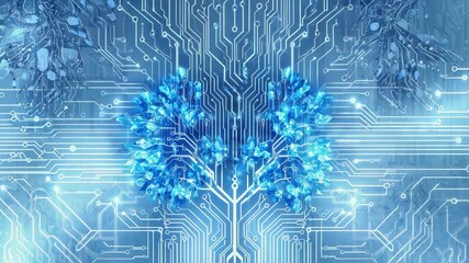 tech technology data hardware tree lines blue background video animation motion